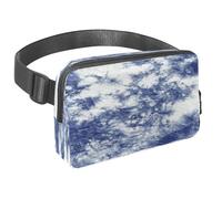 Waist Pack for Women Men, Outdoor Waist Bag Fanny Pack, Slim Running Belt Bum Bag for Walking Jogging Hiking Traveling Workout - Tie Dye Blue Abstract Pattern