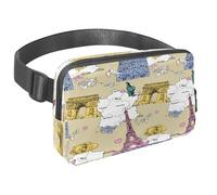 Waist Pack for Women Men, Outdoor Waist Bag Fanny Pack, Slim Running Belt Bum Bag for Walking Jogging Hiking Traveling Workout - France Map and Architecture