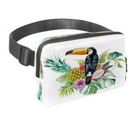 Waist Pack for Women Men, Outdoor Waist Bag Fanny Pack, Slim Running Belt Bum Bag for Walking Jogging Hiking Traveling Workout - Toucan Bird in The Tropical Fruits Leave Jungle