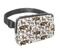 Waist Pack for Women Men, Outdoor Waist Bag Fanny Pack, Slim Running Belt Bum Bag for Walking Jogging Hiking Traveling Workout - Forest Animals Bear Deer Wolf Fox Hare