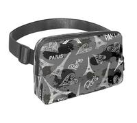 Waist Pack for Women Men, Outdoor Waist Bag Fanny Pack, Slim Running Belt Bum Bag for Walking Jogging Hiking Traveling Workout - Paris Tower Pattern on Gray
