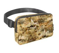 Waist Pack for Women Men, Outdoor Waist Bag Fanny Pack, Slim Running Belt Bum Bag for Walking Jogging Hiking Traveling Workout - Ancient Sailing Adventure Pirates and Boat