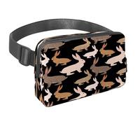 Waist Pack for Women Men, Outdoor Waist Bag Fanny Pack, Slim Running Belt Bum Bag for Walking Jogging Hiking Traveling Workout - Rabbit Hare Animal on Black