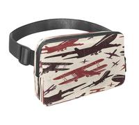 Waist Pack for Women Men, Outdoor Waist Bag Fanny Pack, Slim Running Belt Bum Bag for Walking Jogging Hiking Traveling Workout - Retro War Plane and Airplane