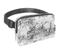 Waist Pack for Women Men, Outdoor Waist Bag Fanny Pack, Slim Running Belt Bum Bag for Walking Jogging Hiking Traveling Workout - Paris Eiffel Tower on Gray Textured