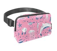 Waist Pack for Women Men, Outdoor Waist Bag Fanny Pack, Slim Running Belt Bum Bag for Walking Jogging Hiking Traveling Workout - Underwater Dolphin Whale Tortoise Crab Starfish Jellyfish