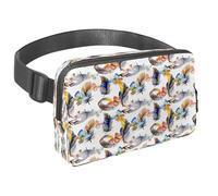 Waist Pack for Women Men, Outdoor Waist Bag Fanny Pack, Slim Running Belt Bum Bag for Walking Jogging Hiking Traveling Workout - Watercolor Butterfly and Feather