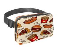 Waist Pack for Women Men, Outdoor Waist Bag Fanny Pack, Slim Running Belt Bum Bag for Walking Jogging Hiking Traveling Workout - Pizza Burger Hot-Dog French Fries