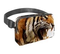 Waist Pack for Women Men, Outdoor Waist Bag Fanny Pack, Slim Running Belt Bum Bag for Walking Jogging Hiking Traveling Workout - Tiger with Big Mouth