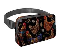 Waist Pack for Women Men, Outdoor Waist Bag Fanny Pack, Slim Running Belt Bum Bag for Walking Jogging Hiking Traveling Workout - Embroidery Chicken Rooster and Eggs