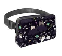 Waist Pack for Women Men, Outdoor Waist Bag Fanny Pack, Slim Running Belt Bum Bag for Walking Jogging Hiking Traveling Workout - Cats Hide in Dark Clouds Nebula Space