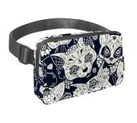 Waist Pack for Women Men, Outdoor Waist Bag Fanny Pack, Slim Running Belt Bum Bag for Walking Jogging Hiking Traveling Workout - Fox with Flower