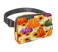 Waist Pack for Women Men, Outdoor Waist Bag Fanny Pack, Slim Running Belt Bum Bag for Walking Jogging Hiking Traveling Workout - Autumn Pumpkin Sunflower with Bees