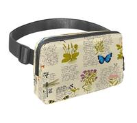 Waist Pack for Women Men, Outdoor Waist Bag Fanny Pack, Slim Running Belt Bum Bag for Walking Jogging Hiking Traveling Workout - Butterfly and Dragonfly on Old Paper