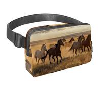Waist Pack for Women Men, Outdoor Waist Bag Fanny Pack, Slim Running Belt Bum Bag for Walking Jogging Hiking Traveling Workout - Horses Galloping on The Prairie