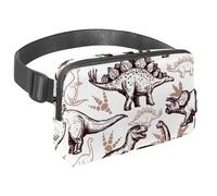 Waist Pack for Women Men, Outdoor Waist Bag Fanny Pack, Slim Running Belt Bum Bag for Walking Jogging Hiking Traveling Workout - Prehistoric Dinosaurs Reptiles Footprints Pattern
