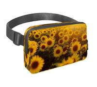 Waist Pack for Women Men, Outdoor Waist Bag Fanny Pack, Slim Running Belt Bum Bag for Walking Jogging Hiking Traveling Workout - Sunset Sunflower Field