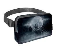 Waist Pack for Women Men, Outdoor Waist Bag Fanny Pack, Slim Running Belt Bum Bag for Walking Jogging Hiking Traveling Workout - Gloomy Smoking Trees with Full Moon