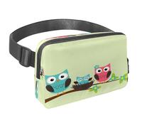 Waist Pack for Women Men, Outdoor Waist Bag Fanny Pack, Slim Running Belt Bum Bag for Walking Jogging Hiking Traveling Workout - Owls Family Sitting on Branch