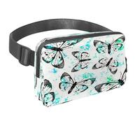 Waist Pack for Women Men, Outdoor Waist Bag Fanny Pack, Slim Running Belt Bum Bag for Walking Jogging Hiking Traveling Workout - Watercolor Butterfly with Color Splash