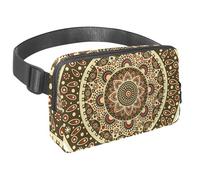 Waist Pack for Women Men, Outdoor Waist Bag Fanny Pack, Slim Running Belt Bum Bag for Walking Jogging Hiking Traveling Workout - Round Mandala Floral Pattern