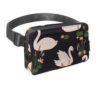 Waist Pack for Women Men, Outdoor Waist Bag Fanny Pack, Slim Running Belt Bum Bag for Walking Jogging Hiking Traveling Workout - White Swan Patterns