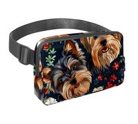 Waist Pack for Women Men, Outdoor Waist Bag Fanny Pack, Slim Running Belt Bum Bag for Walking Jogging Hiking Traveling Workout - Yorkshire Terrier Florals