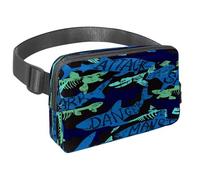Waist Pack for Women Men, Outdoor Waist Bag Fanny Pack, Slim Running Belt Bum Bag for Walking Jogging Hiking Traveling Workout - Danger Monster Sharks