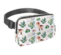 Waist Pack for Women Men, Outdoor Waist Bag Fanny Pack, Slim Running Belt Bum Bag for Walking Jogging Hiking Traveling Workout - Llama and Green Cactus Succulents