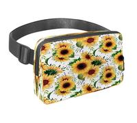 Waist Pack for Women Men, Outdoor Waist Bag Fanny Pack, Slim Running Belt Bum Bag for Walking Jogging Hiking Traveling Workout - Watercolor Summer Sunflower