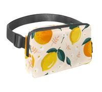 Waist Pack for Women Men, Outdoor Waist Bag Fanny Pack, Slim Running Belt Bum Bag for Walking Jogging Hiking Traveling Workout - Summer Lemon and Orange with Leave