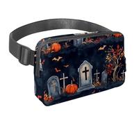 Waist Pack for Women Men, Outdoor Waist Bag Fanny Pack, Slim Running Belt Bum Bag for Walking Jogging Hiking Traveling Workout - Halloween Grave Pumpkin Tree