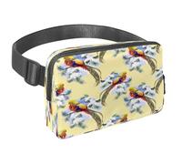 Waist Pack for Women Men, Outdoor Waist Bag Fanny Pack, Slim Running Belt Bum Bag for Walking Jogging Hiking Traveling Workout - Watercolor Birds on Snow Leave