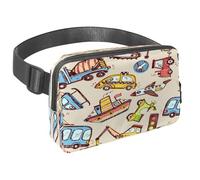 Waist Pack for Women Men, Outdoor Waist Bag Fanny Pack, Slim Running Belt Bum Bag for Walking Jogging Hiking Traveling Workout - Cartoon Cars Airplane Boat