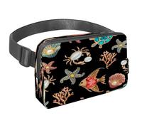 Waist Pack for Women Men, Outdoor Waist Bag Fanny Pack, Slim Running Belt Bum Bag for Walking Jogging Hiking Traveling Workout - Pear of Turtle Crab Coral Starfish
