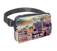 Waist Pack for Women Men, Outdoor Waist Bag Fanny Pack, Slim Running Belt Bum Bag for Walking Jogging Hiking Traveling Workout - City in Alps of Mozart Landscape