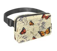 Waist Pack for Women Men, Outdoor Waist Bag Fanny Pack, Slim Running Belt Bum Bag for Walking Jogging Hiking Traveling Workout - Flower and Butterfly on Paper Letter