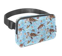 Waist Pack for Women Men, Outdoor Waist Bag Fanny Pack, Slim Running Belt Bum Bag for Walking Jogging Hiking Traveling Workout - Sea Turtle Starfish Jellyfish and Shells