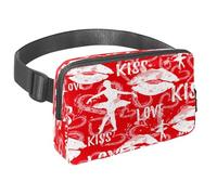 Waist Pack for Women Men, Outdoor Waist Bag Fanny Pack, Slim Running Belt Bum Bag for Walking Jogging Hiking Traveling Workout - Abstract Ballerina Lips Love Heart Ballet Pattern