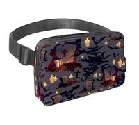 Waist Pack for Women Men, Outdoor Waist Bag Fanny Pack, Slim Running Belt Bum Bag for Walking Jogging Hiking Traveling Workout - Halloween Grave Flying Bat Candles