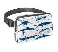 Waist Pack for Women Men, Outdoor Waist Bag Fanny Pack, Slim Running Belt Bum Bag for Walking Jogging Hiking Traveling Workout - Sharks Attacker Danger
