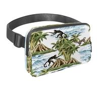 Waist Pack for Women Men, Outdoor Waist Bag Fanny Pack, Slim Running Belt Bum Bag for Walking Jogging Hiking Traveling Workout - Monkey Climb on Palm Tree Island