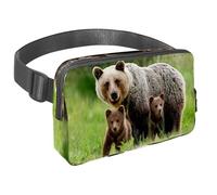 Waist Pack for Women Men, Outdoor Waist Bag Fanny Pack, Slim Running Belt Bum Bag for Walking Jogging Hiking Traveling Workout - Brown Bear and Two Cubs