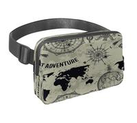 Waist Pack for Women Men, Outdoor Waist Bag Fanny Pack, Slim Running Belt Bum Bag for Walking Jogging Hiking Traveling Workout - Vintage World Map Compass and Globe
