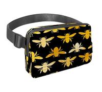 Waist Pack for Women Men, Outdoor Waist Bag Fanny Pack, Slim Running Belt Bum Bag for Walking Jogging Hiking Traveling Workout - Yellow Bumble Bee on Black