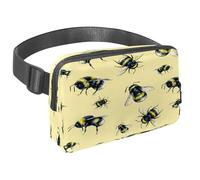 Waist Pack for Women Men, Outdoor Waist Bag Fanny Pack, Slim Running Belt Bum Bag for Walking Jogging Hiking Traveling Workout - Bumble Bee on Yellow Background