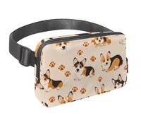 Waist Pack for Women Men, Outdoor Waist Bag Fanny Pack, Slim Running Belt Bum Bag for Walking Jogging Hiking Traveling Workout - Cute Corgi Paw Footprints