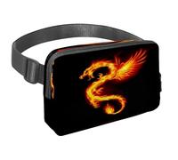 Waist Pack for Women Men, Outdoor Waist Bag Fanny Pack, Slim Running Belt Bum Bag for Walking Jogging Hiking Traveling Workout - Fire Dragon with Wings Symbol of Wisdom