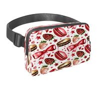 Waist Pack for Women Men, Outdoor Waist Bag Fanny Pack, Slim Running Belt Bum Bag for Walking Jogging Hiking Traveling Workout - Macaron Chocolate Strawberry Ribbon