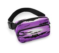 Waist Pack Halloween Flying Purple Bats Printed Butt Pack Fanny Pack Hip Bum Bag for Workout Traveling Casual Running Hiking Cycling, Halloween Flying Purple Bats, 7.9 X 5.1 in